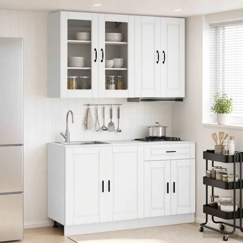 Virtuvės vienetas PORTO 4 pcs Balta Apdirbta mediena
