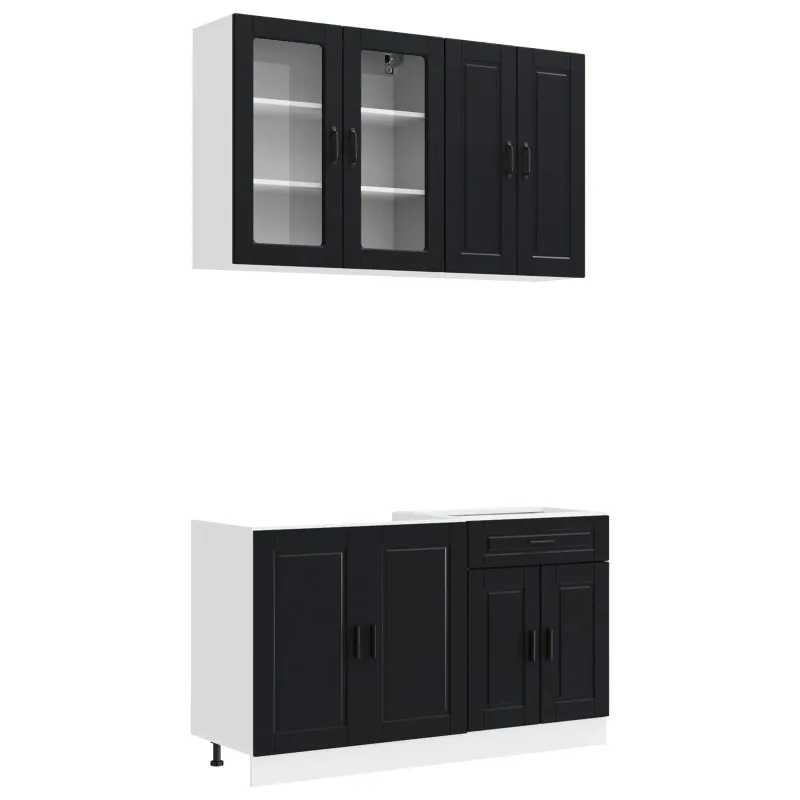 Virtuvės vienetas PORTO 4 pcs Juoda Apdirbta mediena