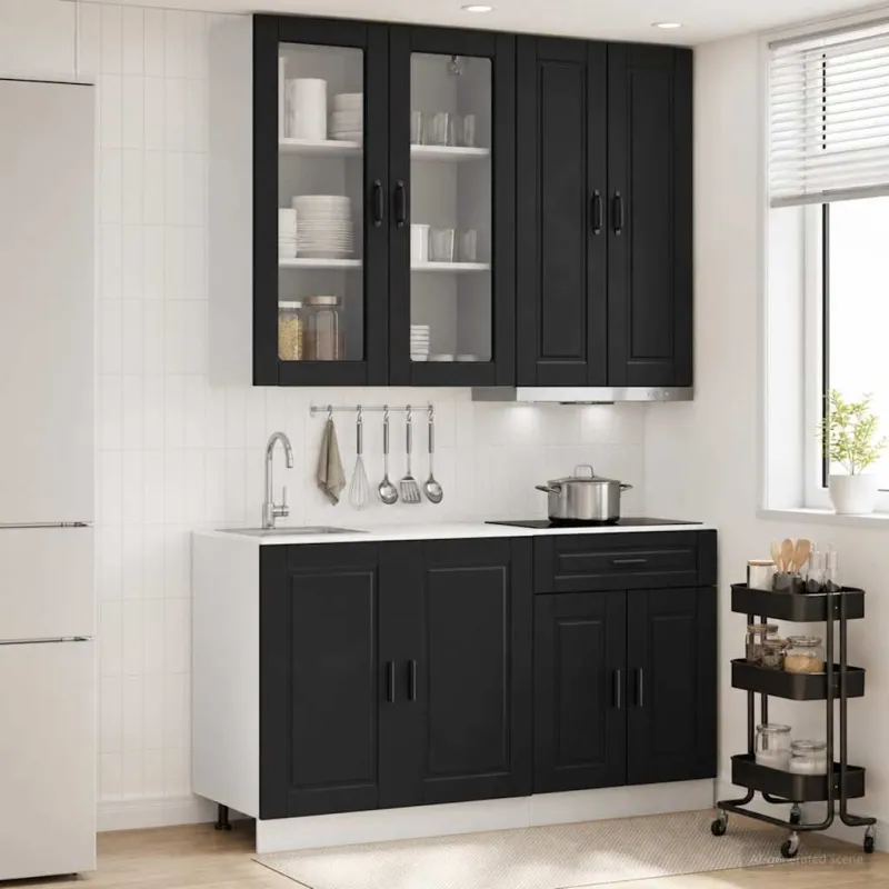 Virtuvės vienetas PORTO 4 pcs Juoda Apdirbta mediena