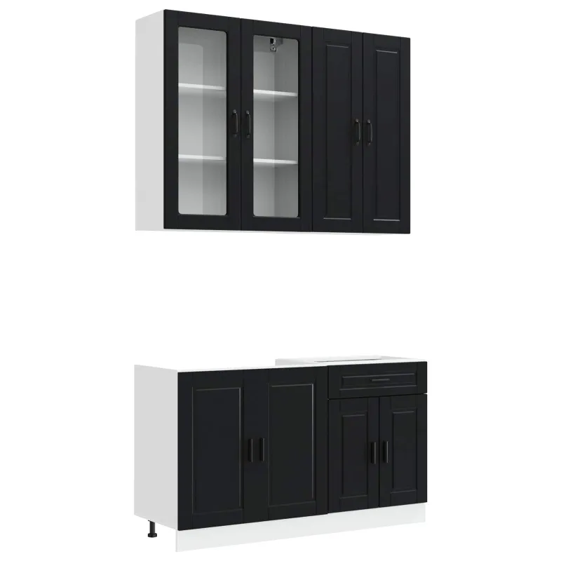Virtuvės vienetas PORTO 4 pcs Juoda Apdirbta mediena