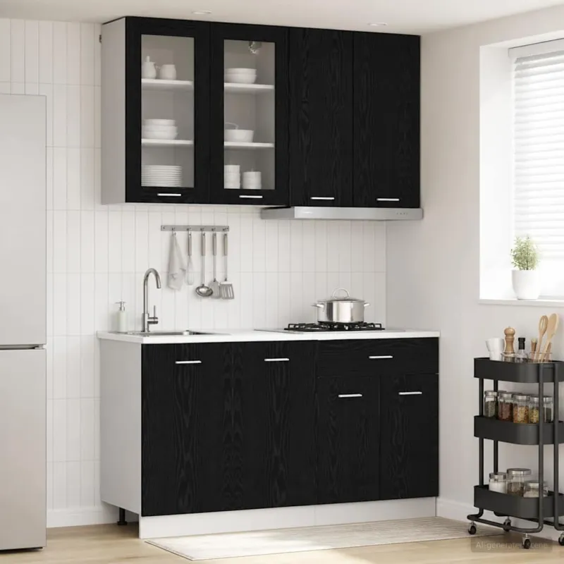 Virtuvės vienetas LYON 4 pcs Juodojo ąžuolo Apdirbta mediena