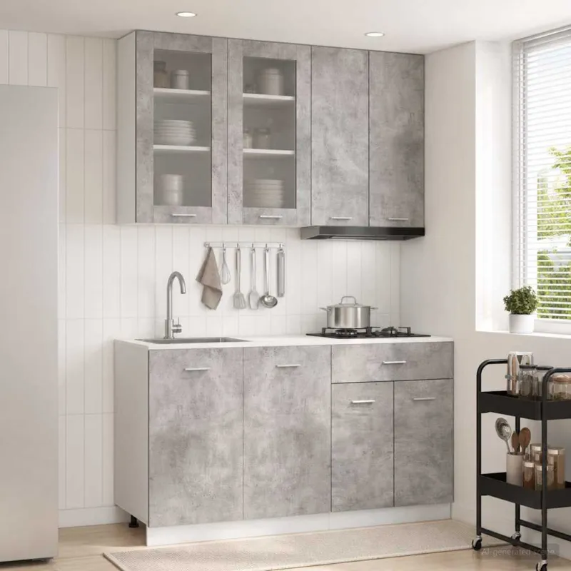 Virtuvės vienetas LYON 4 pcs Betono pilka Apdirbta mediena