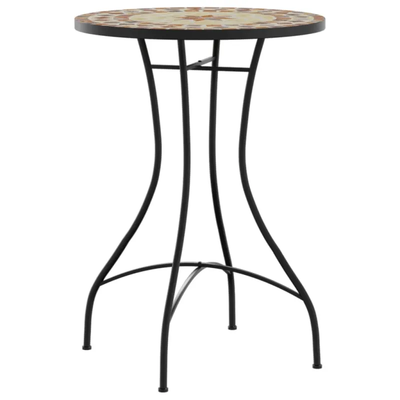 Mozaikkinen bistro-ruokailupöytä, terrakotta/valkoinen, 50x70cm, keramiikka