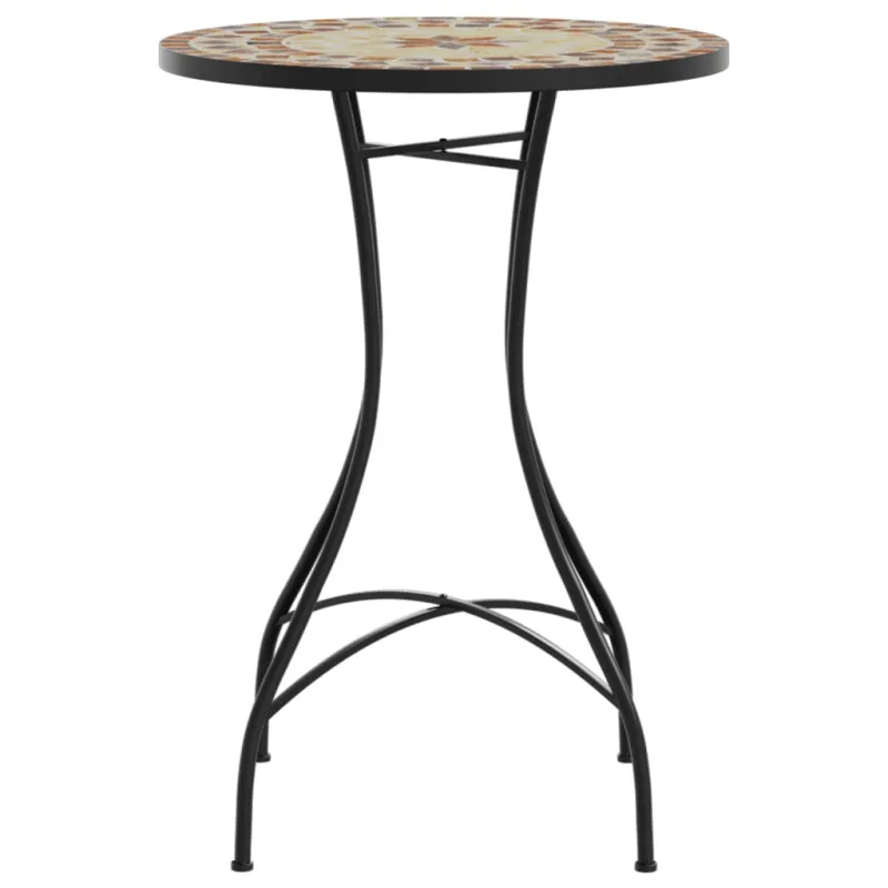 Mozaikkinen bistro-ruokailupöytä, terrakotta/valkoinen, 50x70cm, keramiikka