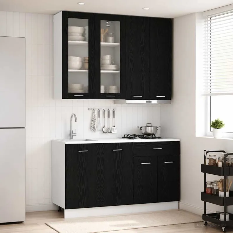 Virtuvės vienetas LYON 4 pcs Juodojo ąžuolo Apdirbta mediena