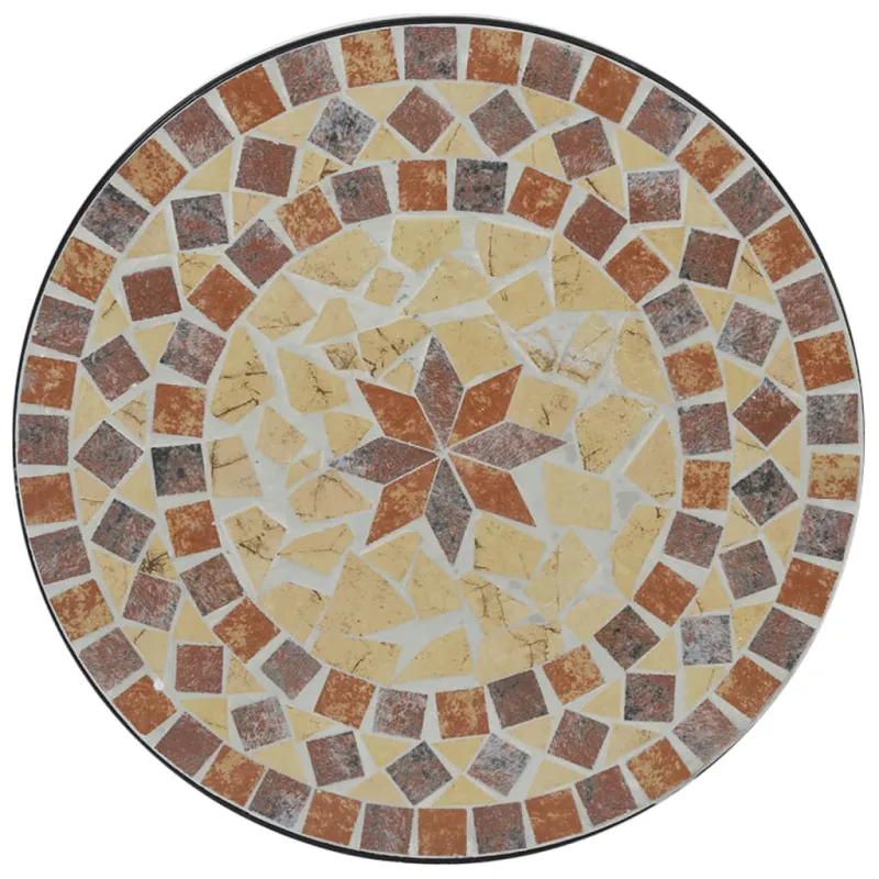 Mozaikkinen bistro-ruokailupöytä, terrakotta/valkoinen, 50x70cm, keramiikka