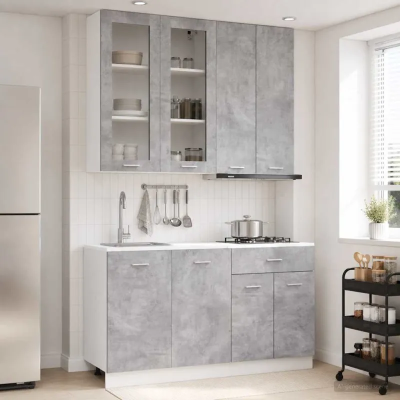 Virtuvės vienetas LYON 4 pcs Betono pilka Apdirbta mediena