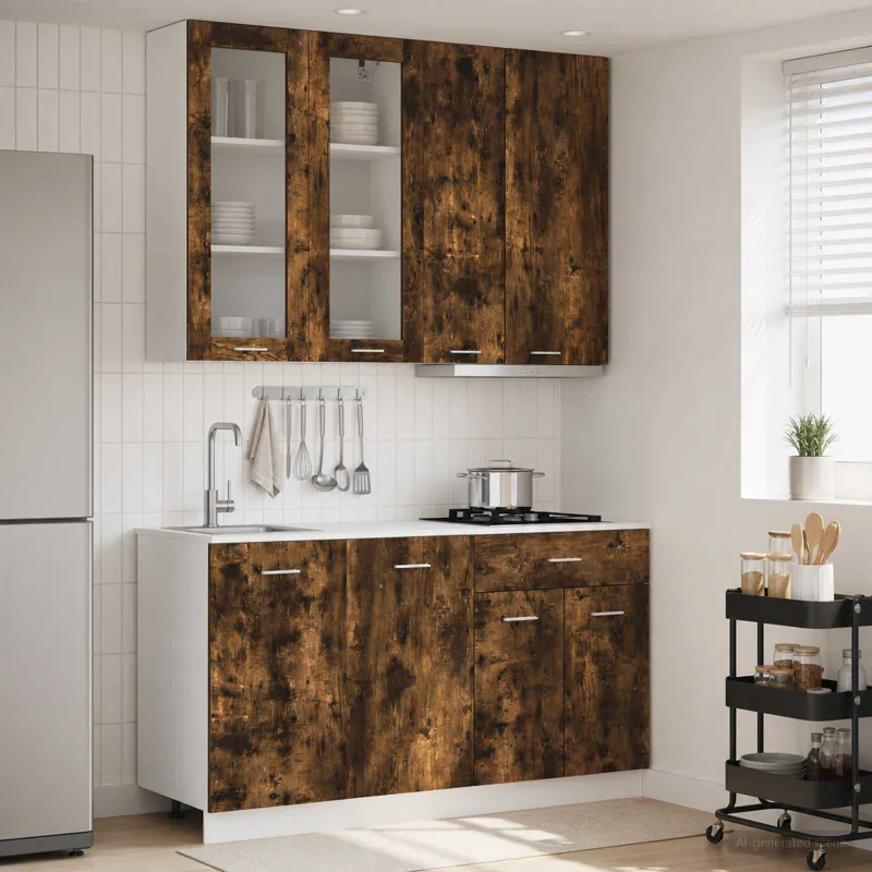 Virtuvės vienetas LYON 4 pcs Dūminio ąžuolo Apdirbta mediena