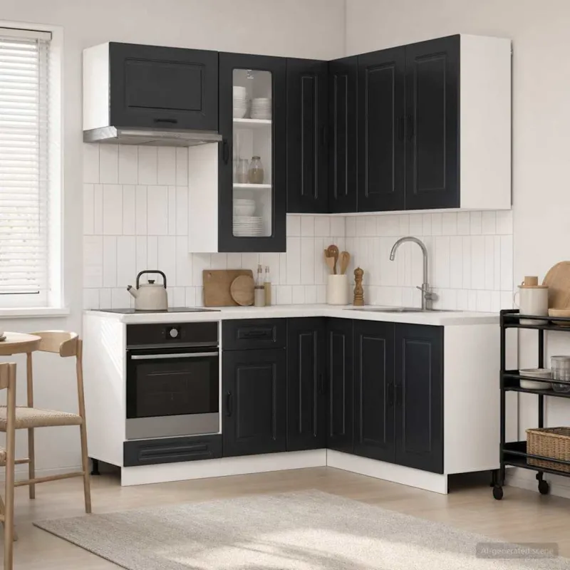 Virtuvės vienetas KALMAR 8 pcs Juoda Apdirbta mediena