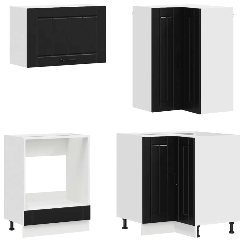 Virtuvės vienetas LUCCA 8 pcs Juoda Apdirbta mediena