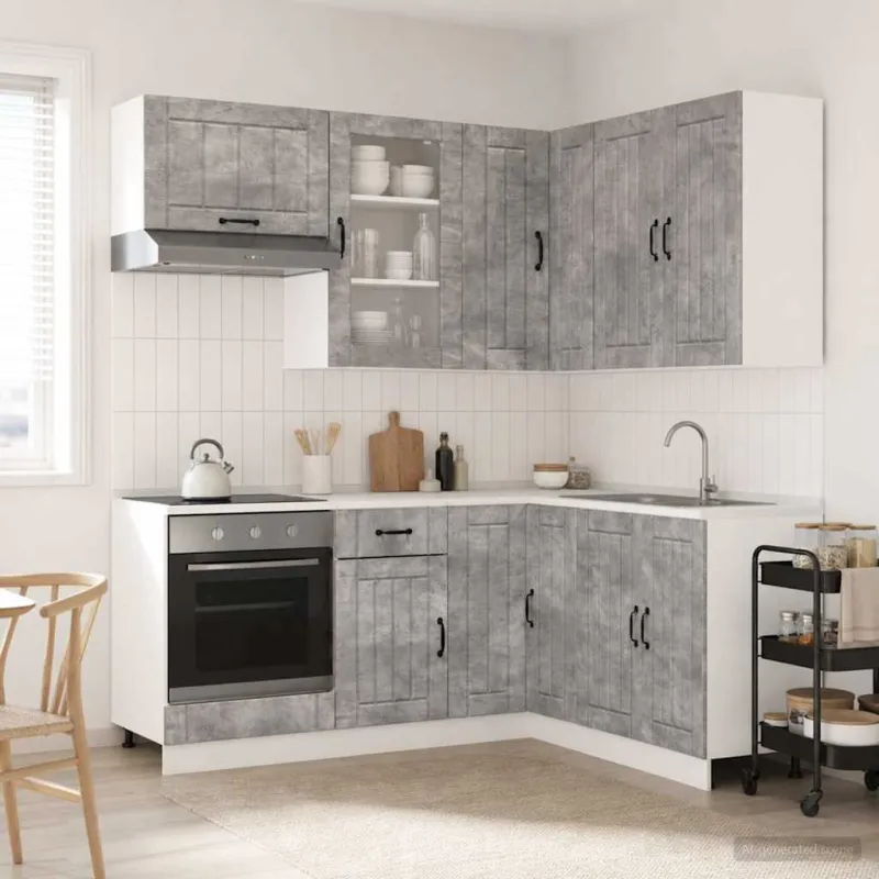 Virtuvės vienetas LUCCA 8 pcs Betono pilka Apdirbta mediena