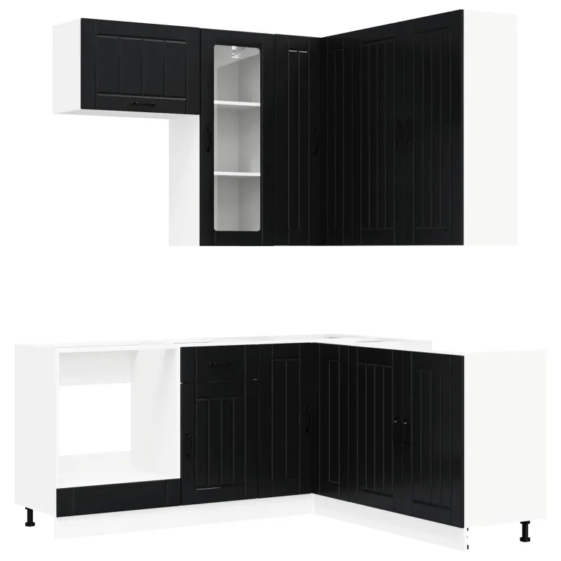 Virtuvės vienetas LUCCA 8 pcs Juoda Apdirbta mediena