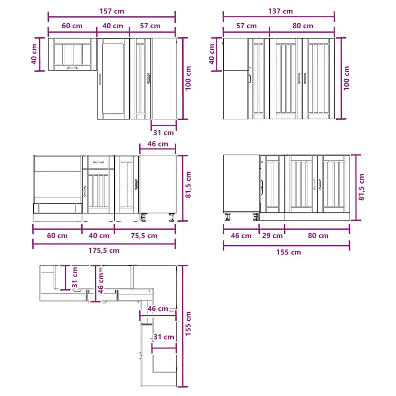Virtuvės vienetas LUCCA 8 pcs Artisano ąžuolo Apdirbta mediena