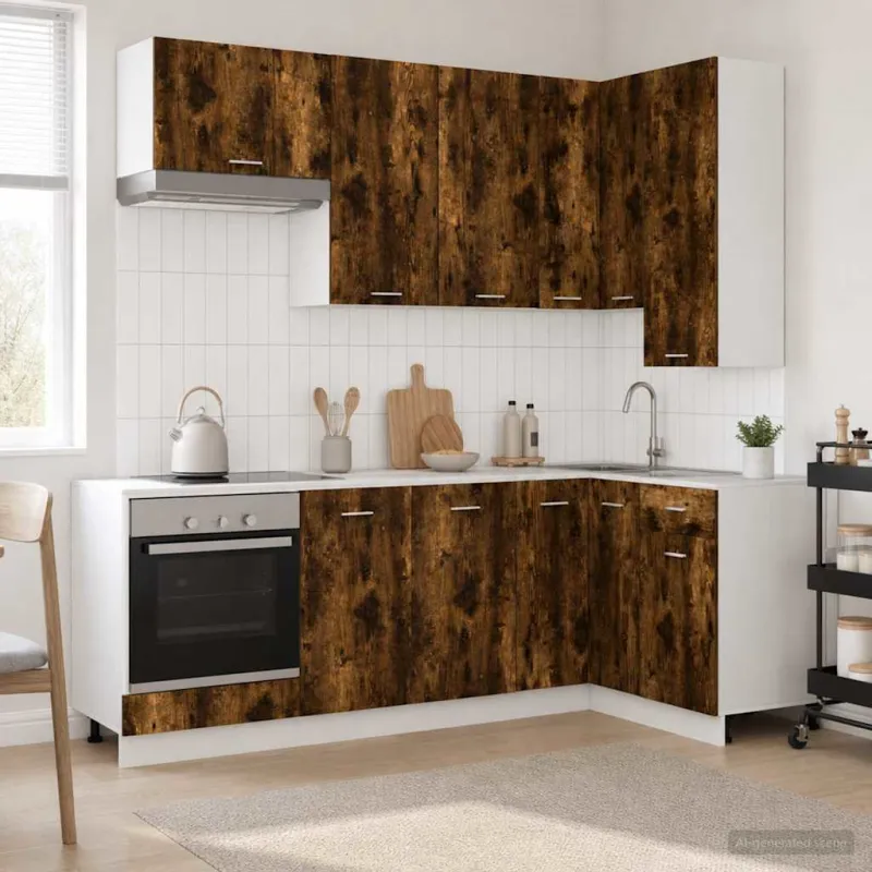 Virtuvės vienetas LYON 8 pcs Dūminio ąžuolo Apdirbta mediena