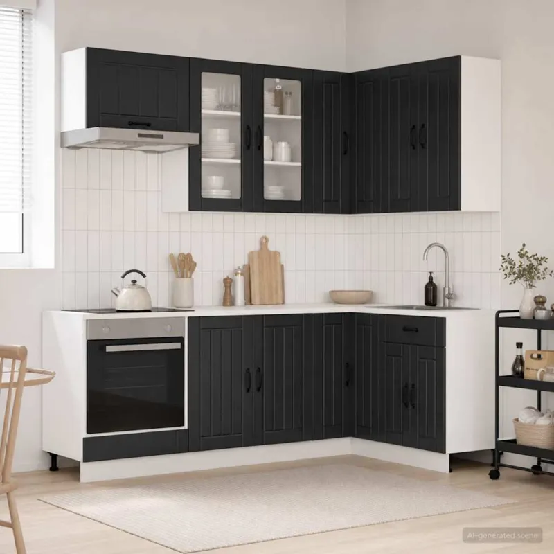 Virtuvės vienetas LUCCA 8 pcs Juoda Apdirbta mediena