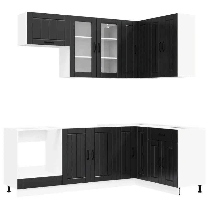 Virtuvės vienetas LUCCA 8 pcs Juoda Apdirbta mediena