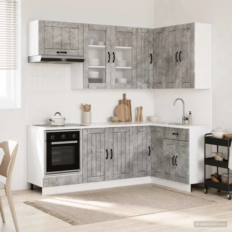 Virtuvės vienetas LUCCA 8 pcs Betono pilka Apdirbta mediena