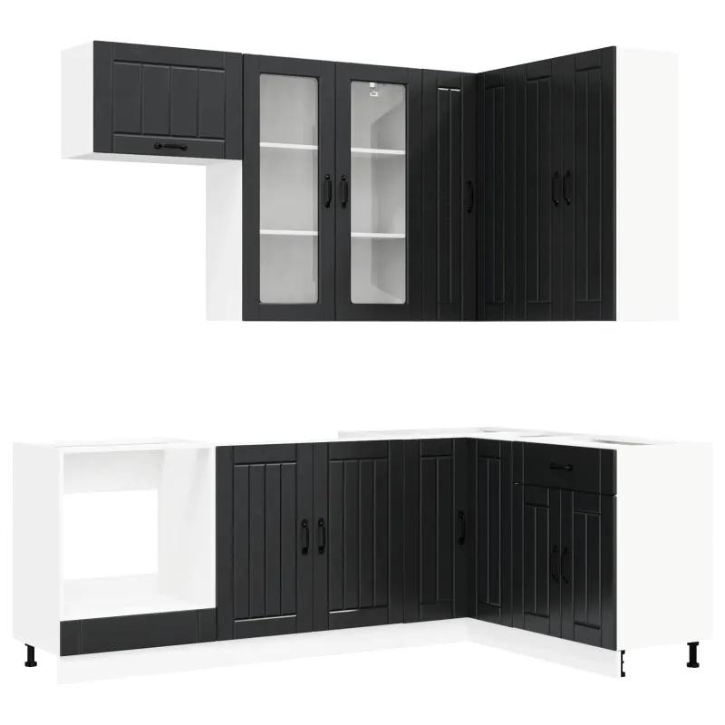 Virtuvės vienetas LUCCA 8 pcs Juoda Apdirbta mediena