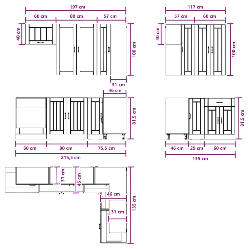 Virtuvės vienetas LUCCA 8 pcs Itin blizgi balta