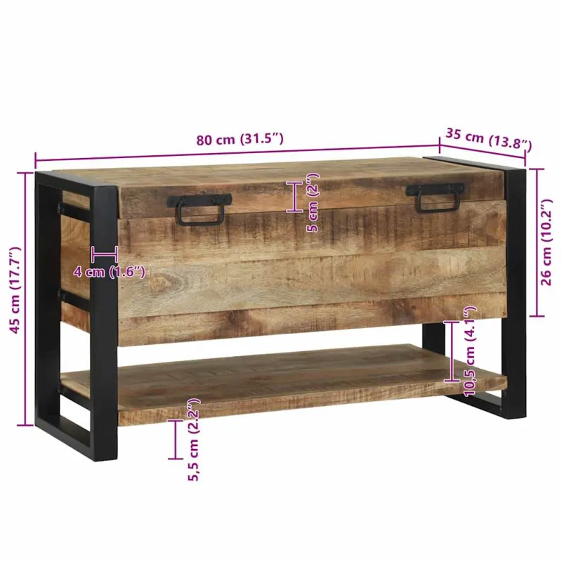 Saugojimo dėžė Ruda 80 x 35 x 45 cm Mango medienos masyvas