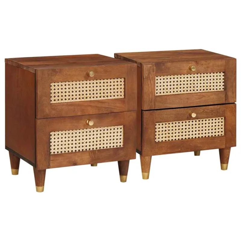 Šalia lovos spintelė su stalčių 2 pcs Ruda 40 x 33,5 x 46 cm