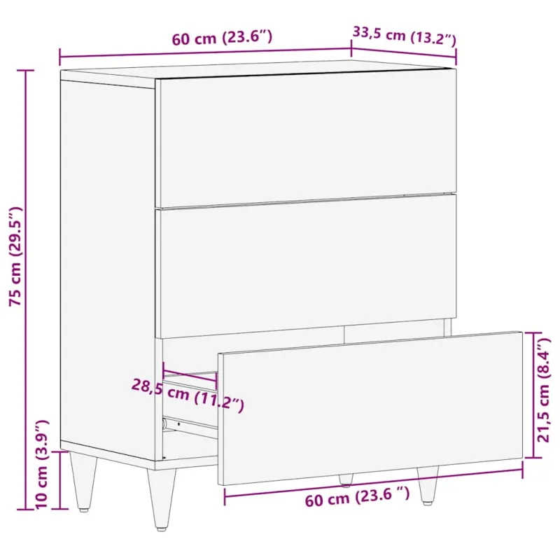 Kabalas Ruda 60 x 33 x 75 cm Kietas mango medis