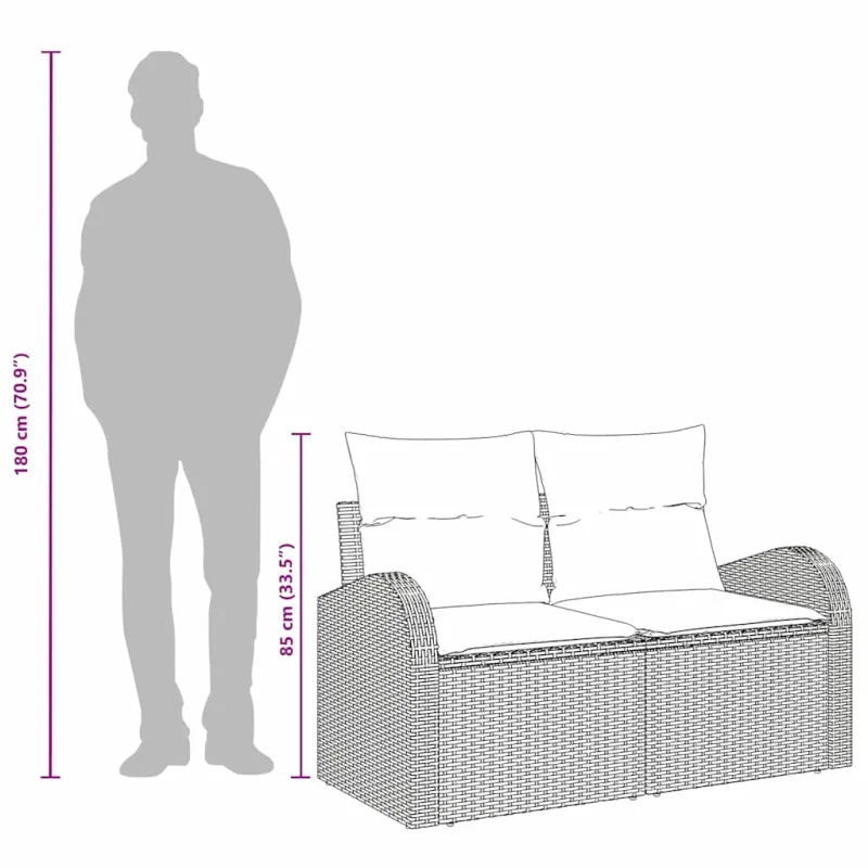 Sodo sofa Juoda 124 x 62 x 85cm poliratanas