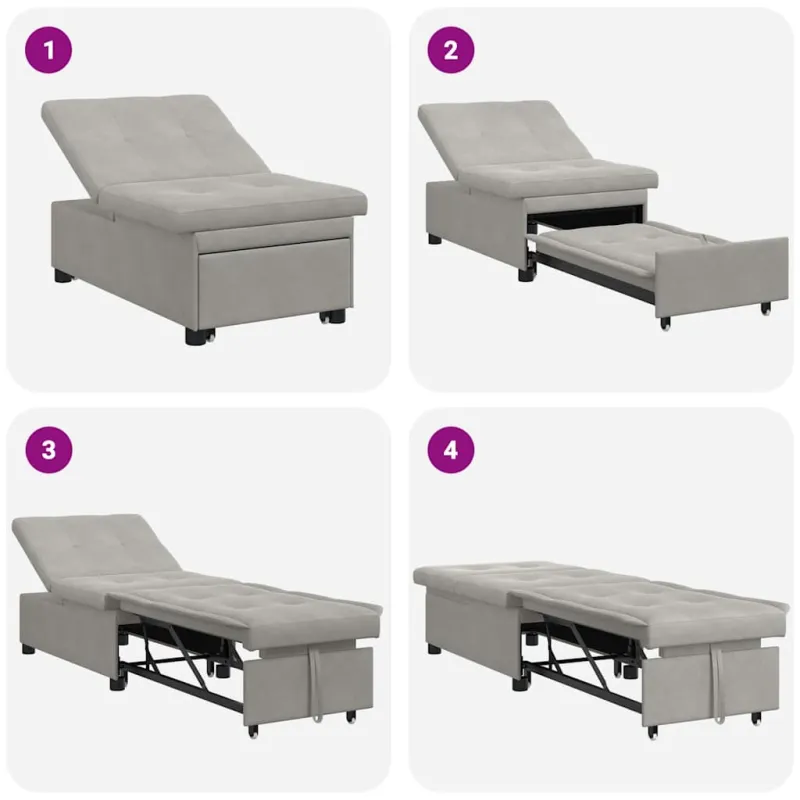 Ištraukiama sofa-lova Šviesiai pilka 194 x 67 x 82 cm