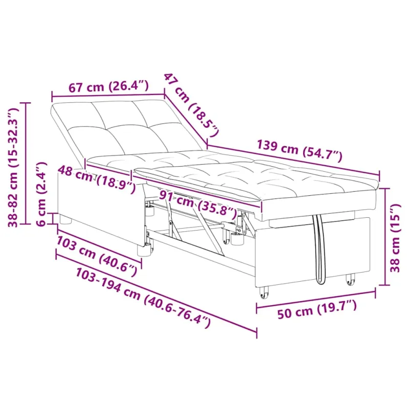 Ištraukiama sofa-lova Šviesiai pilka 194 x 67 x 82 cm