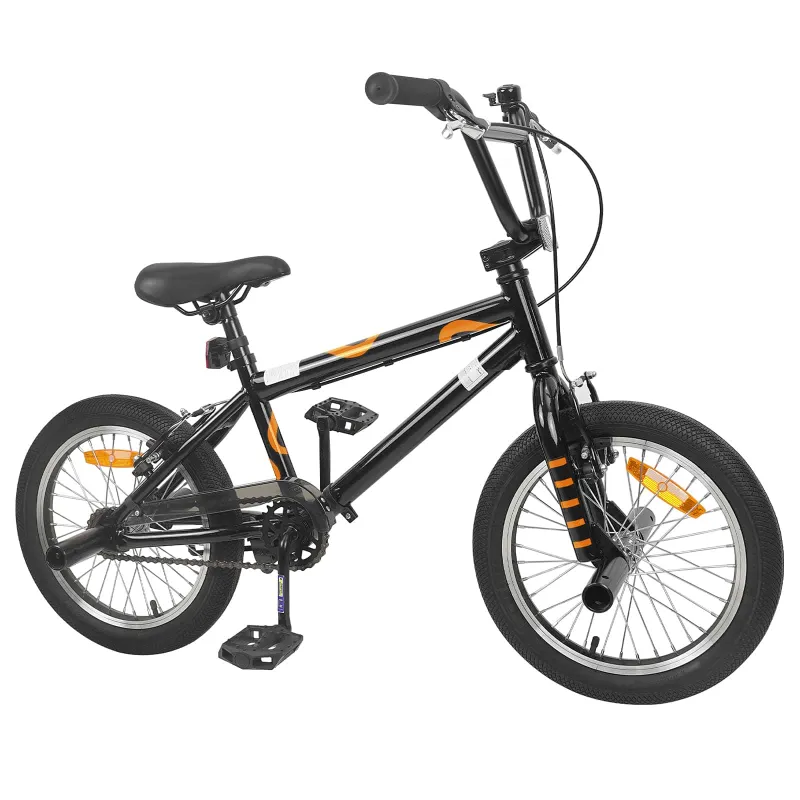 BMX Dviratis 16 Colių 5-8 metų amžiaus Juoda