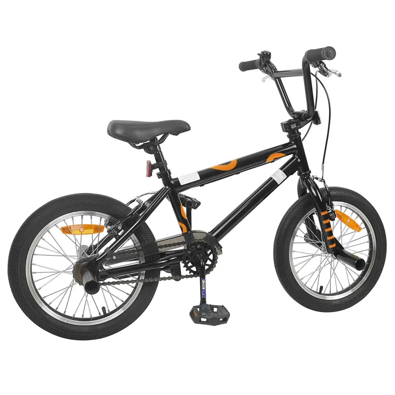 BMX Dviratis 16 Colių 5-8 metų amžiaus Juoda