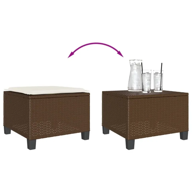 Bistro-Setti pehmusteilla, 3-os osat, ruskea, polyrattani