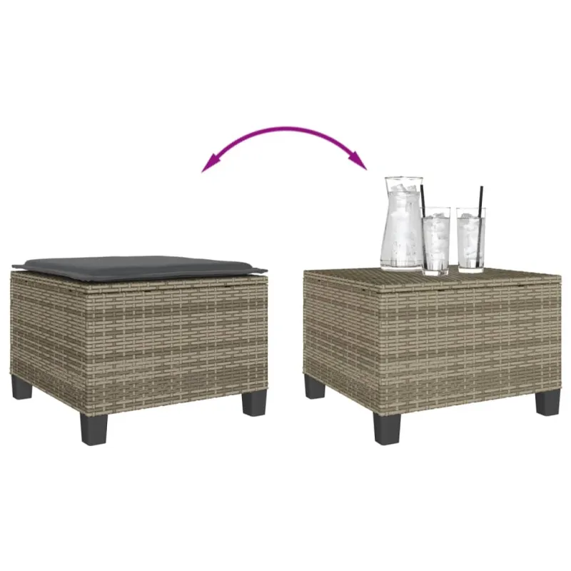 Bistro-Setti pehmusteilla, 3-os osat, harmaa, polyrattani