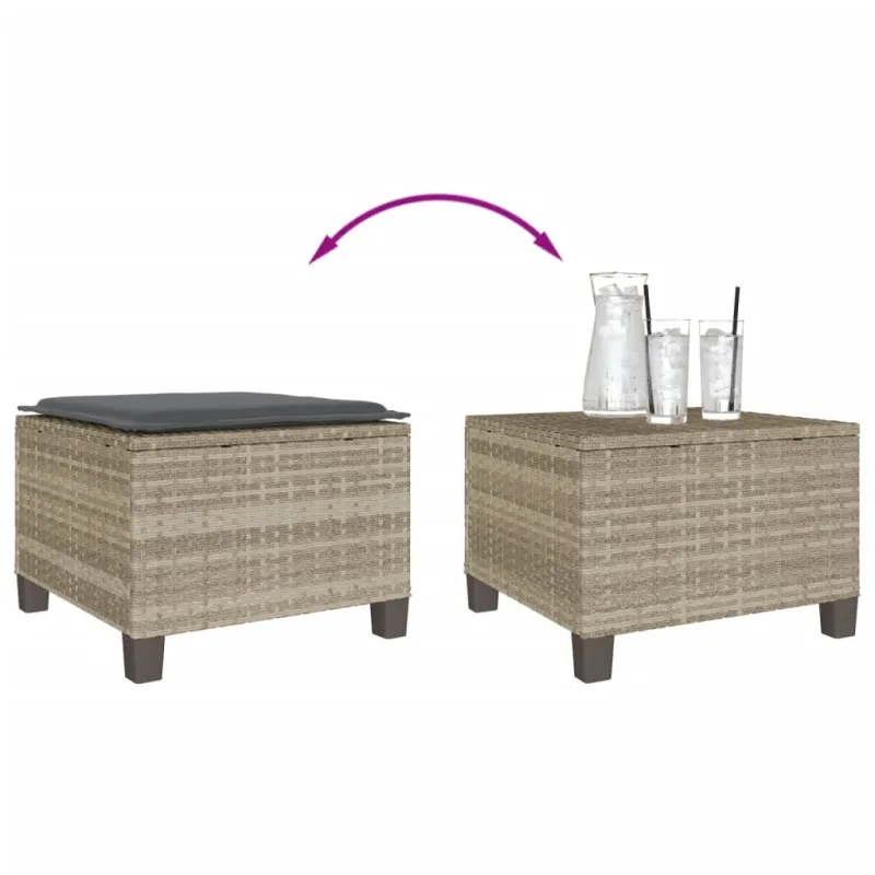Bistro-Setti pehmusteilla, 3-os osat, harmaa, polyrattaniâ