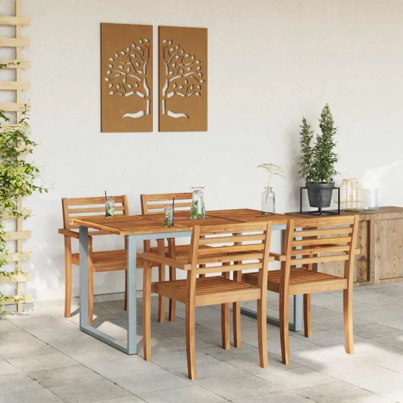 Sodo pöytä Pilka 140 x 80 x 75 cm Kestävä akatsiak wood
