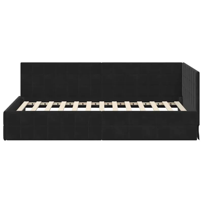 Kampinė lovos konstrukcija Juoda 100 cm x 200 cm Aksomas