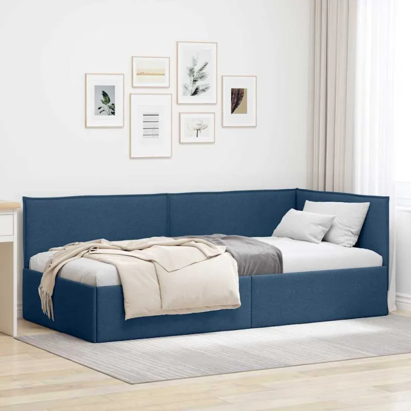 Kampinė lovos konstrukcija Mėlyna 80 x 200 cm audinys