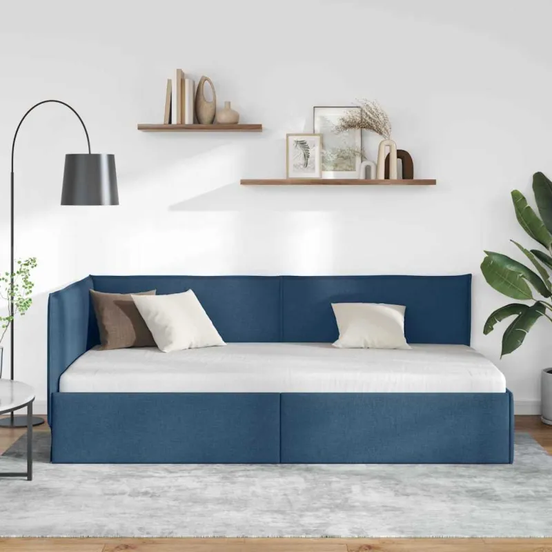Kampinė lovos konstrukcija Mėlyna 80 x 200 cm audinys