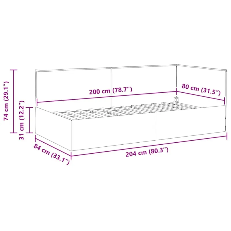 Kampinė lovos konstrukcija Mėlyna 80 x 200 cm audinys