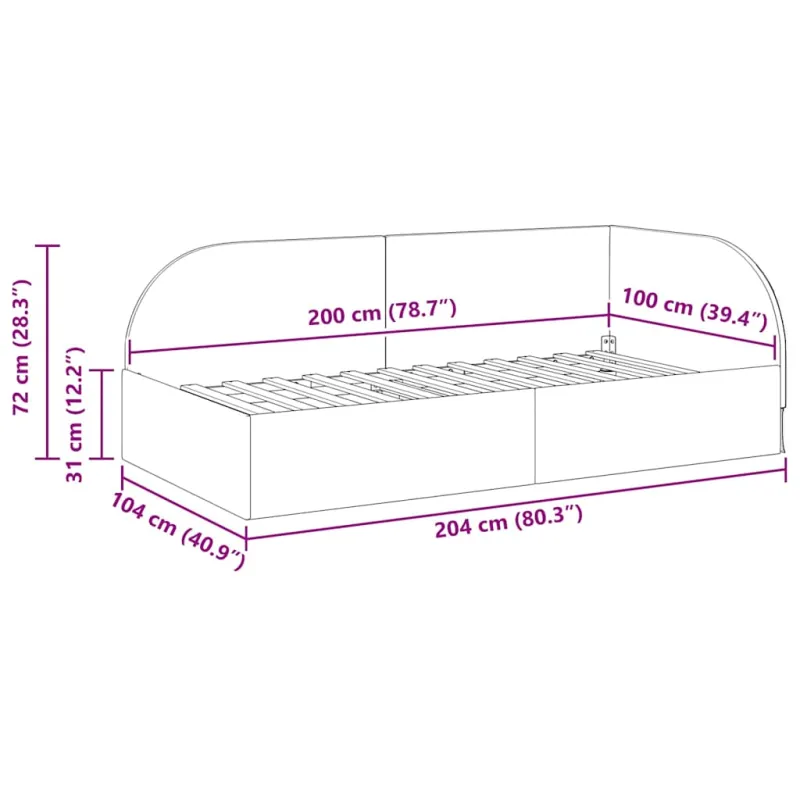 Kampinė lovos konstrukcija Kreminė 100 cm x 200 cm Aksomas