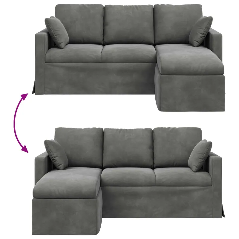 Sofa Tamsiai pilka 178 x 134 x 80 cm Aksomas