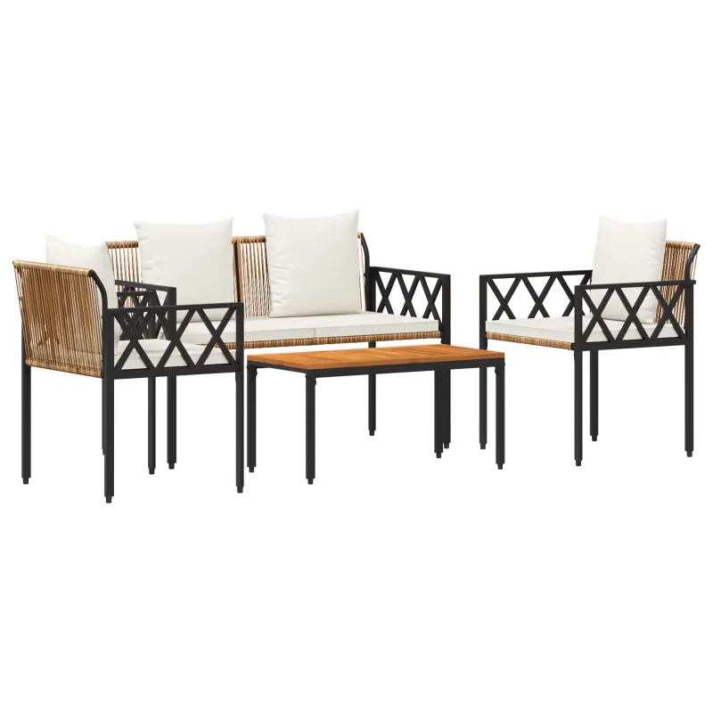 Lauko baldų komplektas 4 pcs Ruda ir Kremavimo Balta