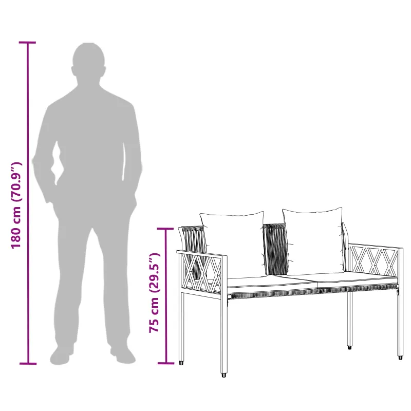 Lauko baldų komplektas 4 pcs Juoda ir turkio poliratanas