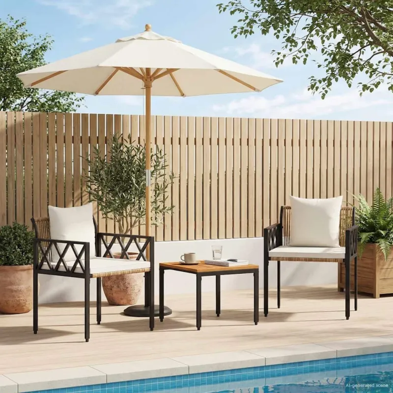 Lauko baldų komplektas 3 pcs Ruda ir Kremavimo Balta
