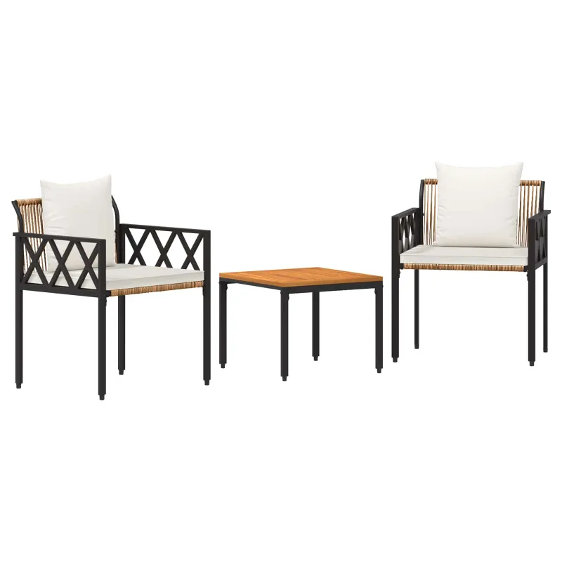 Lauko baldų komplektas 3 pcs Ruda ir Kremavimo Balta