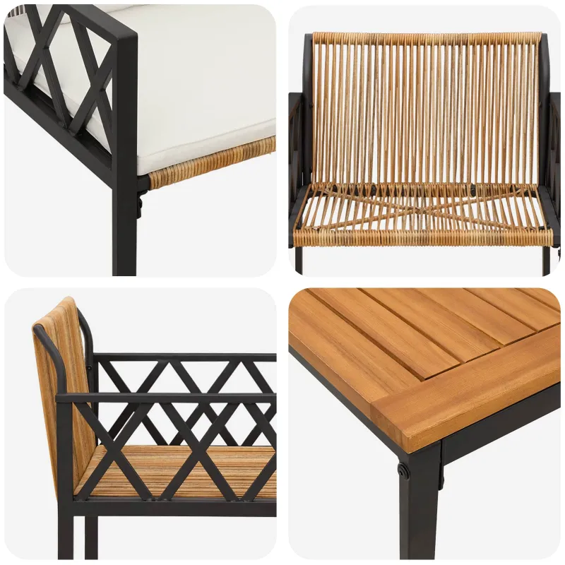 Lauko baldų komplektas 3 pcs Ruda ir Kremavimo Balta