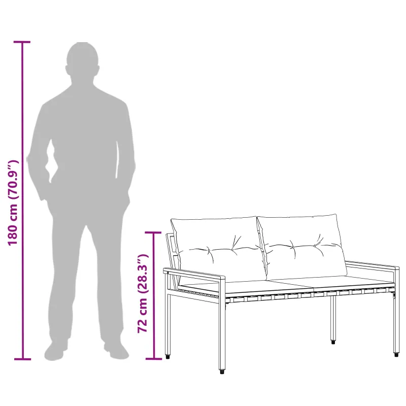 Lauko suolas 2 -Seater 116 x 67,5 x 72 cm poliratanas