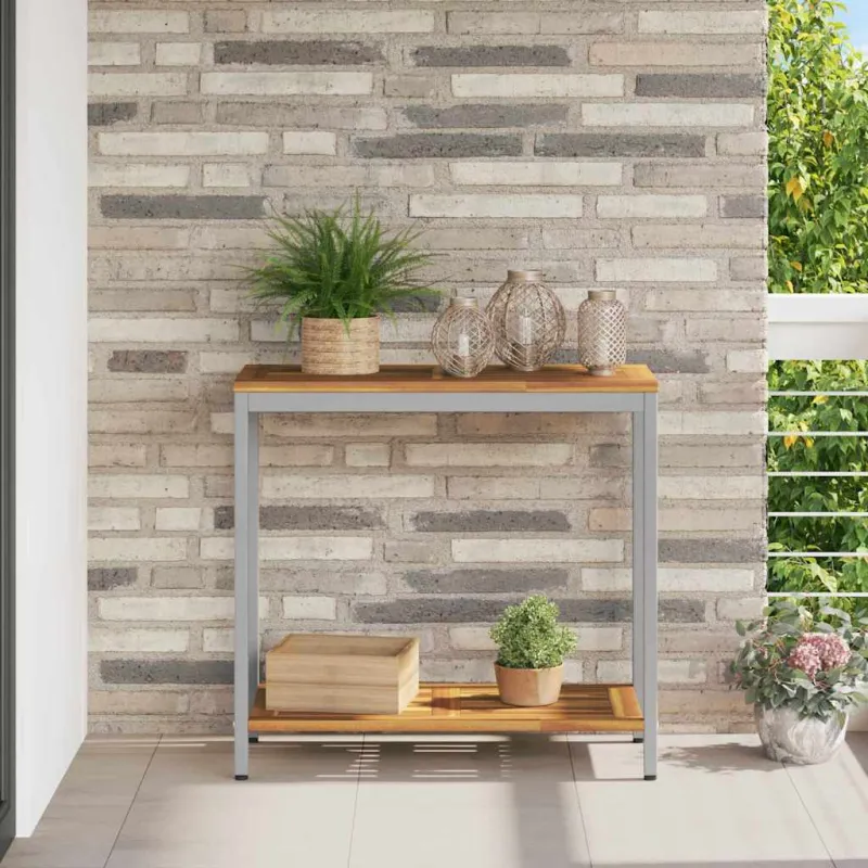 Lauko pöytä säilytystilalla, luonnollinen ja harmaa, 80 x 35 x 75 cm