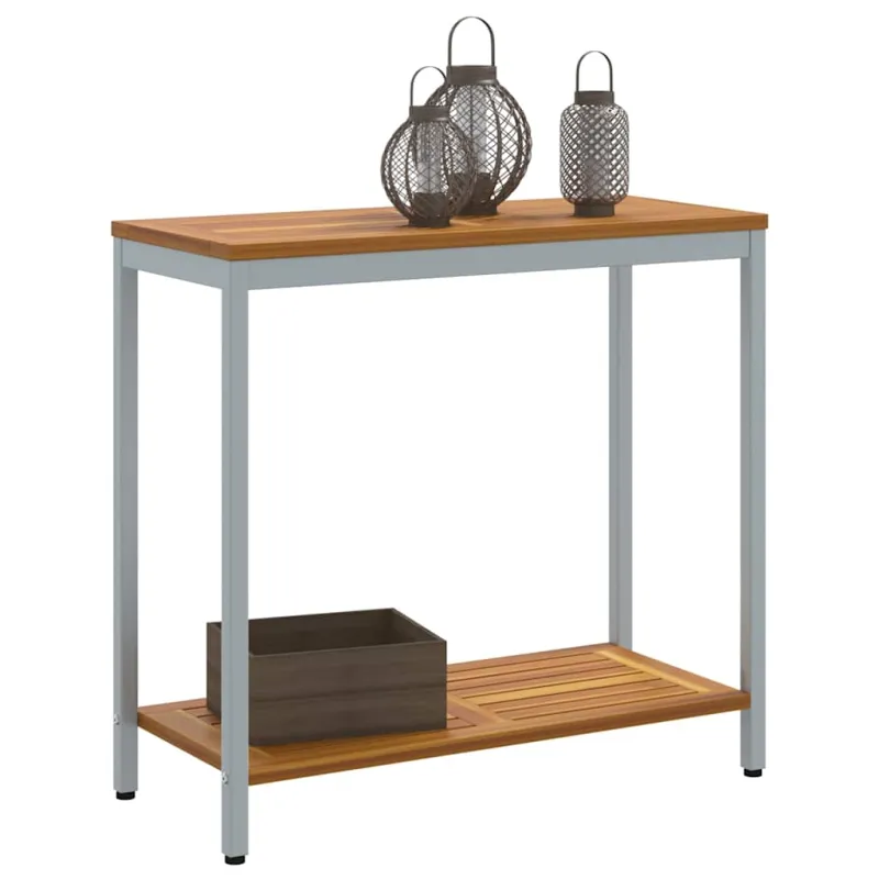 Lauko pöytä säilytystilalla, luonnollinen ja harmaa, 80 x 35 x 75 cm