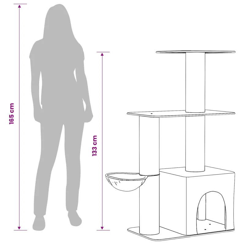 Kačių medis su sisaliniu šveitimu Tamsiai pilka 133 cm
